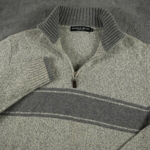 Daniele Blasi Sweater Mens L Wool Blend Quarter Zip Grey Striped Made in Italy